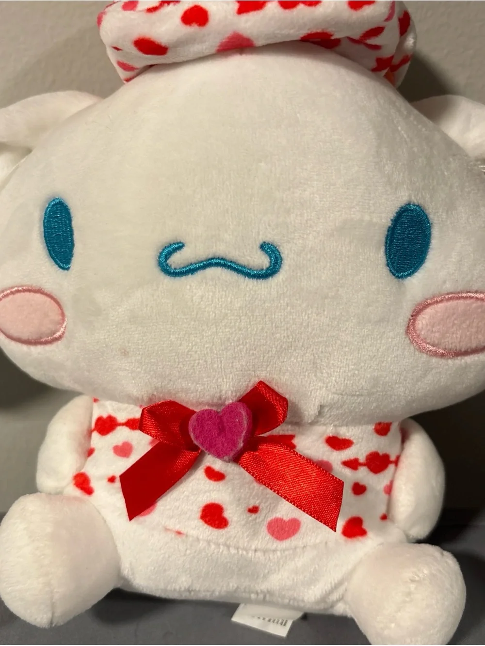 Sanrio White Bunny Plush with Red Heart Accents